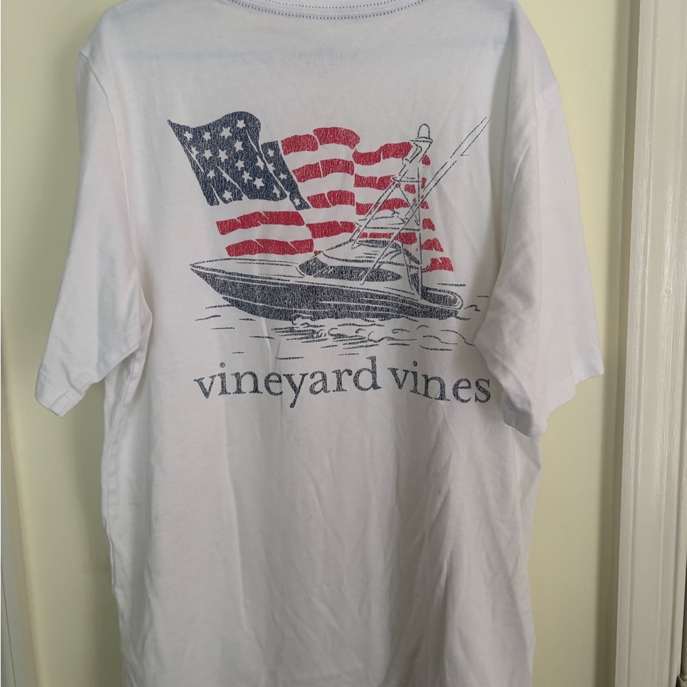 Vineyard Vines White Tee with Flag Pocket